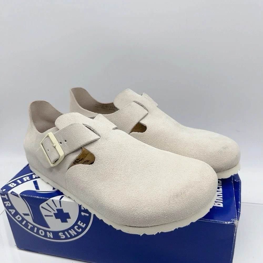 Birkenstock London Men's Casual Shoes Light Gray Suede Buckle EU 43 US 10